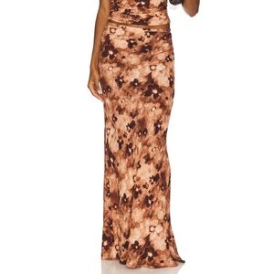 LIONESS Hudson Maxi Skirt in Chocolate Floral